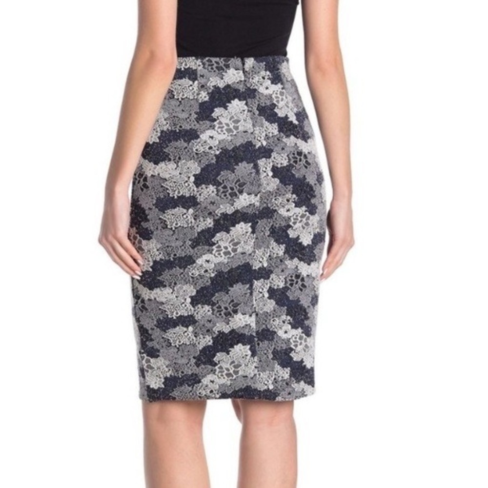 Philosophy Republic Clothing Navy White Floral Lace Jacquard Pencil Skirt 10 NWT
